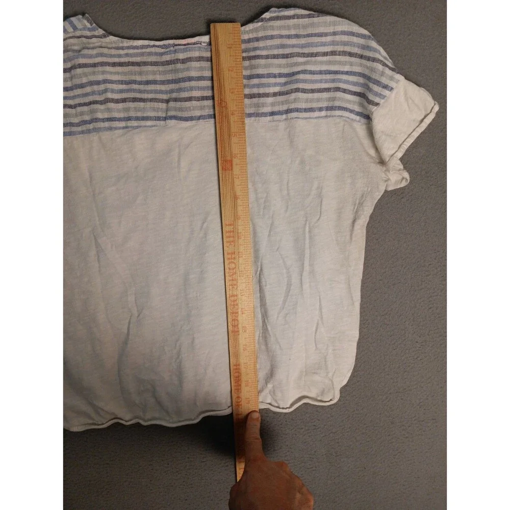 Sita murt Women Blue Short Sleeve Top SIZE 42 (10) Cotton Linen Blend Resort - Picture 10 of 10